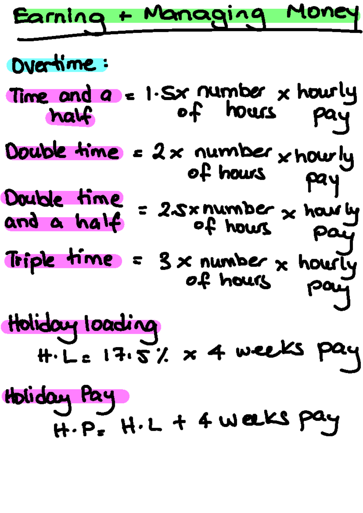 Year 11 Standard Maths Formulas: Overtime, Pay, and Data Analysis - Studocu