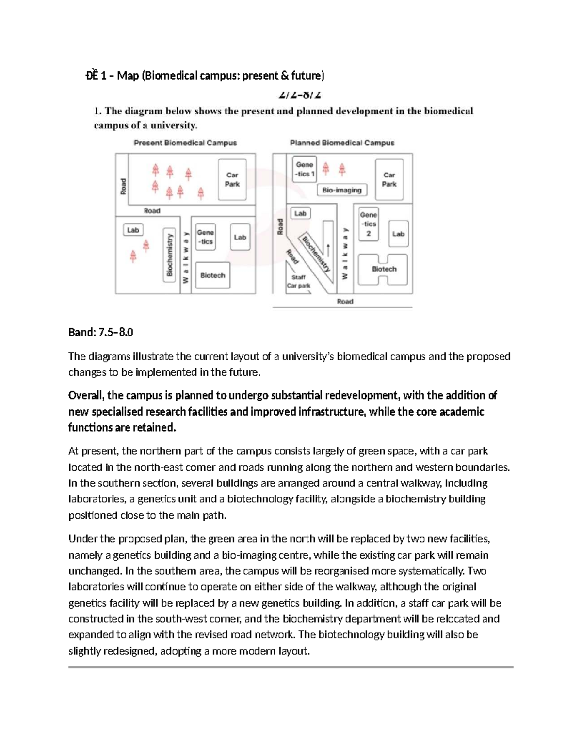 ĐỀ 1 - Map of Biomedical Campus: Current Layout & Future Plans - Studocu