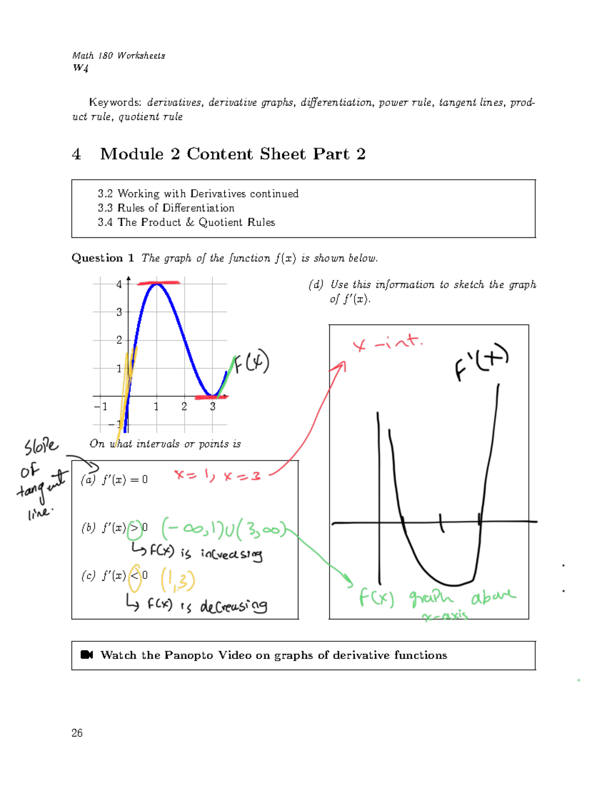 Module 2 Part II: Working with Derivatives & Differentiation Rules ...