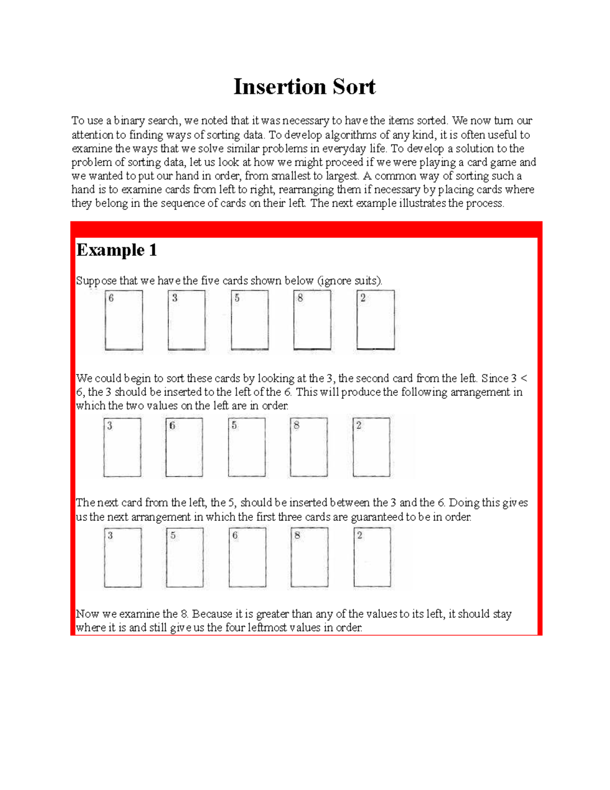 Exercise 3 - Insertion Sort Algorithm Explained and Implemented - Studocu