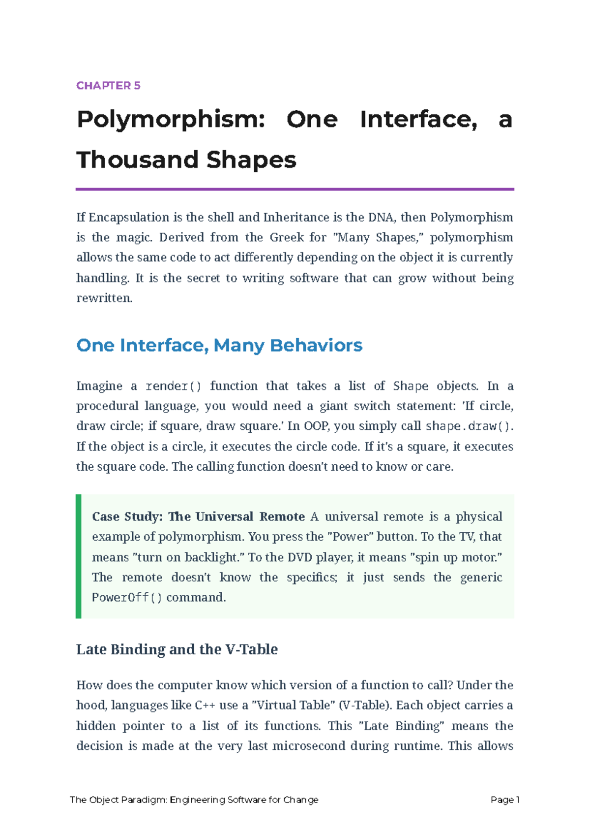 CHAPTER 5: Polymorphism in OOP - One Interface, Many Behaviors - Studocu