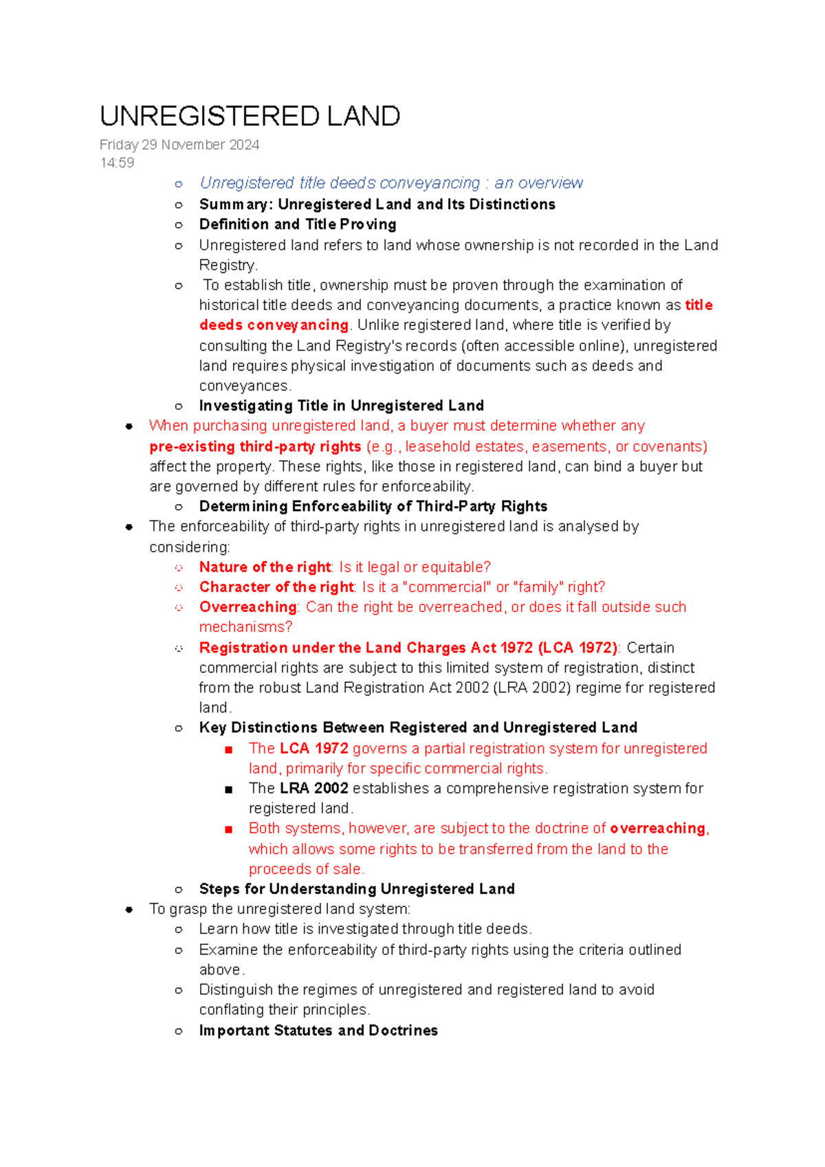 Unregisterd land - land law unregistered land - UNREGISTERED LAND ...