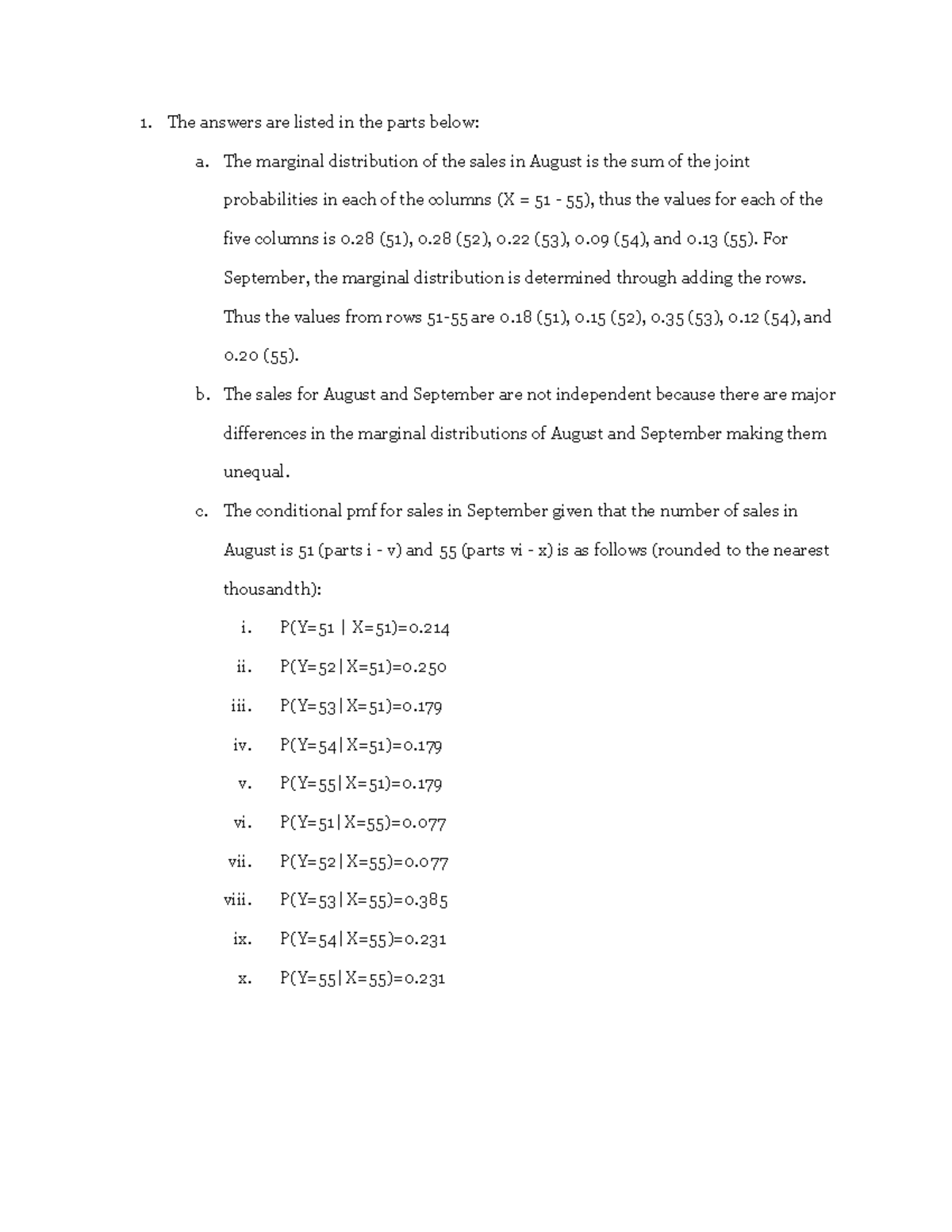 ISYE 6650 Homework 6: Marginal & Conditional Distributions Analysis ...