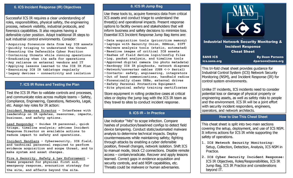 10. Final Cheat Sheet: ICS Network Security Monitoring & Incident ...