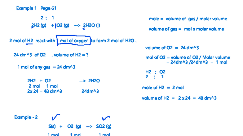 Reaction Involving Gases: Example Problems and Calculations - Studocu