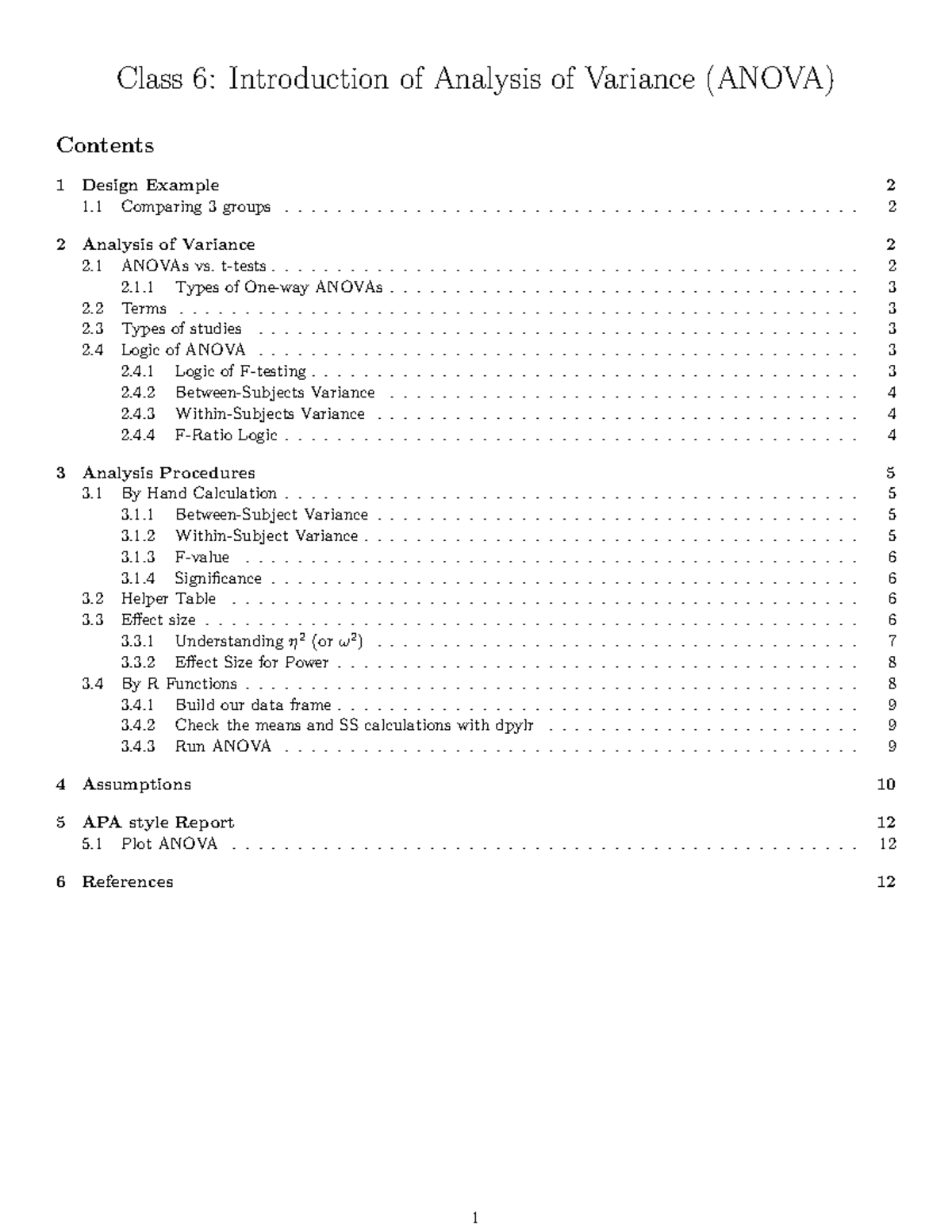 Class 6 -One-way Anova C1 - Class 6: Introduction of Analysis of ...