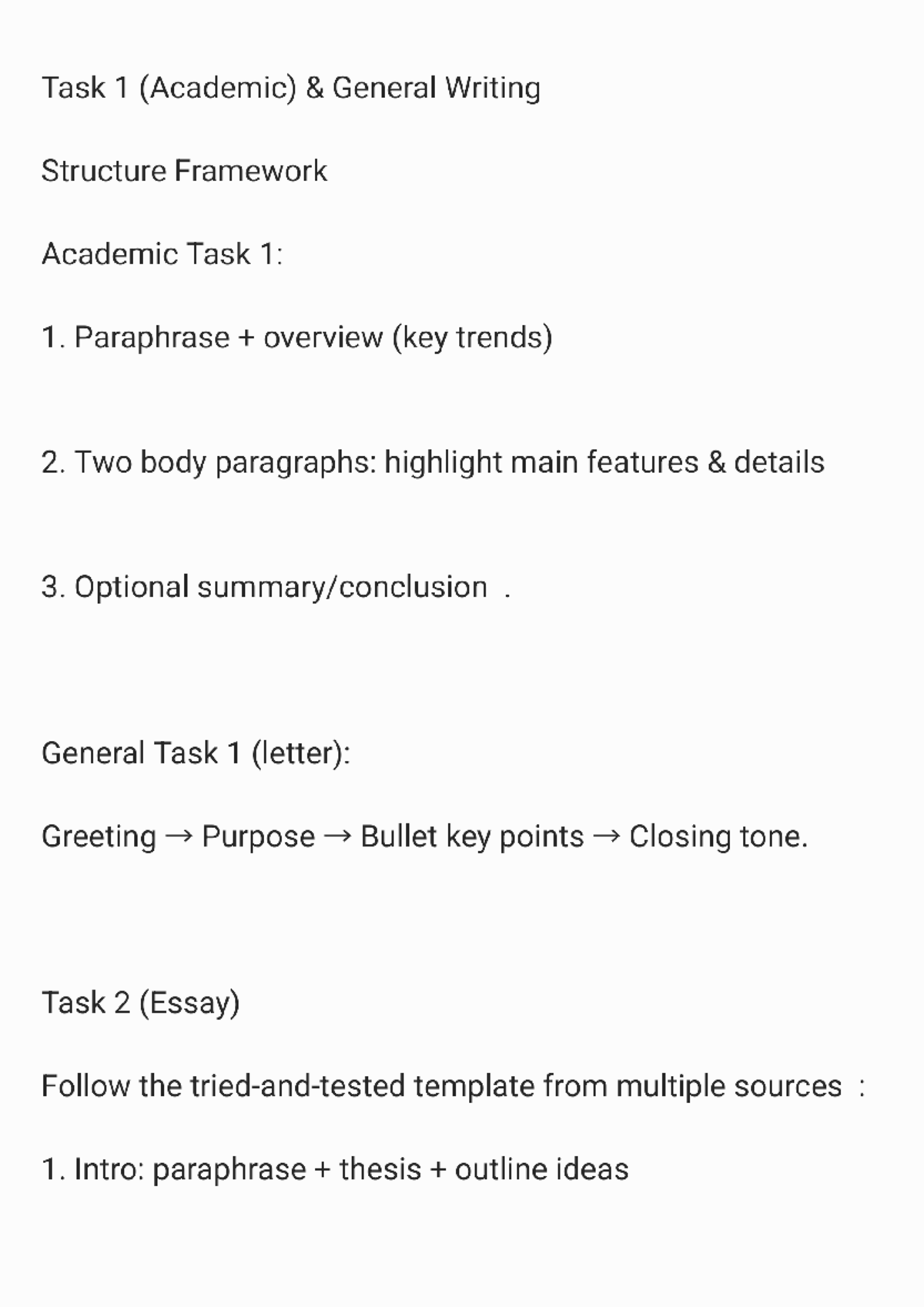 Academic Task 1 & 2 Writing Structure Framework and Drills - Studocu
