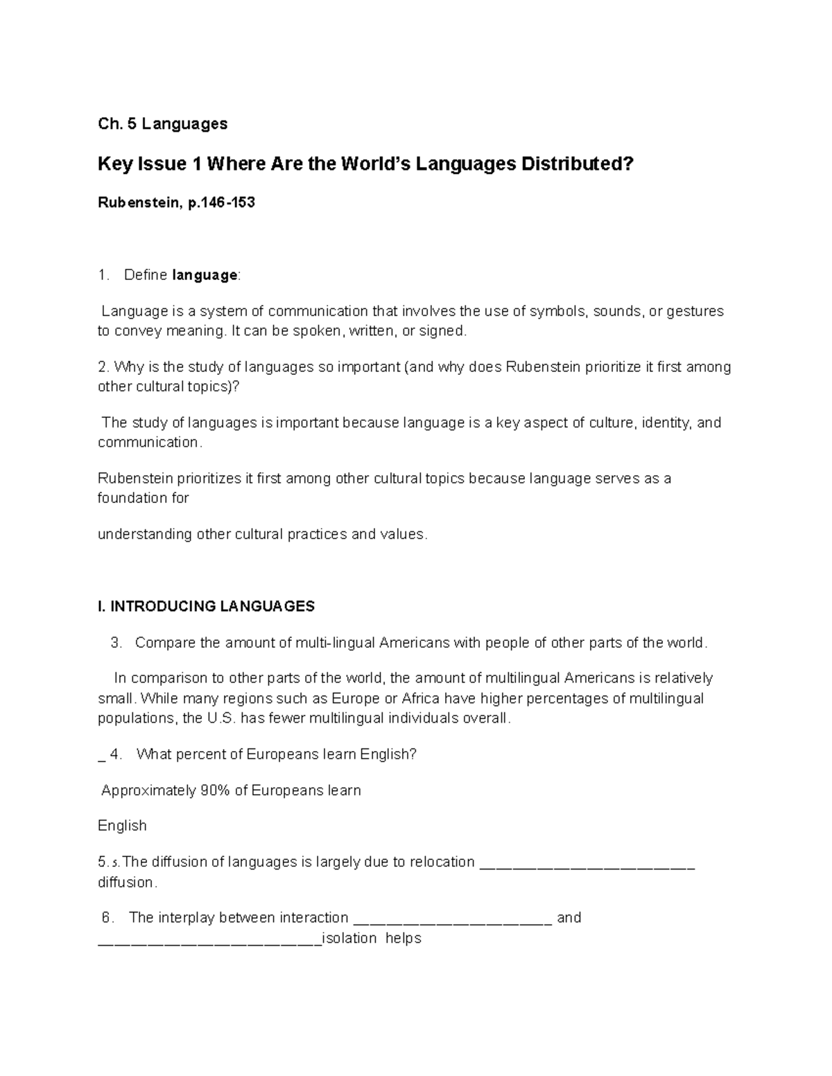 Chapter 5: Language Distribution, Families & Importance (Geography ...