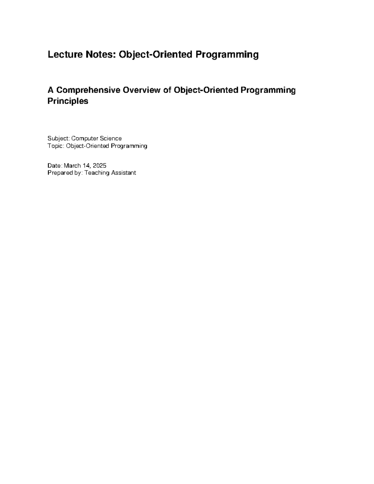6918566610-255295.pdf - Lecture Notes: Object-Oriented Programming A ...