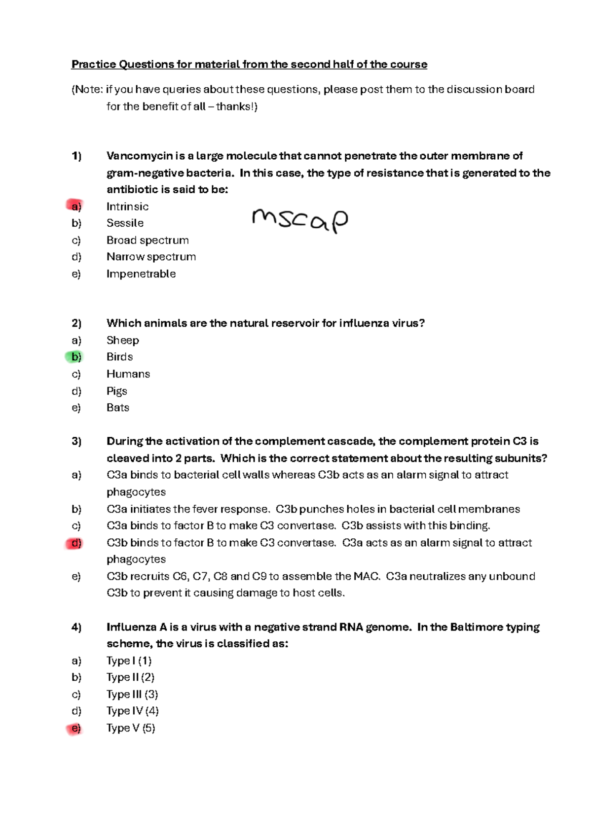Practice Questions for Course Material: Second Half Insights - Studocu