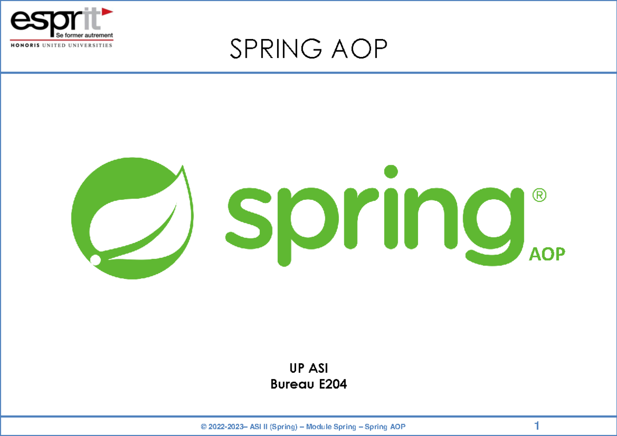 Spring AOP: Concepts, Implementation, and Exercises (ASI II) - Studocu