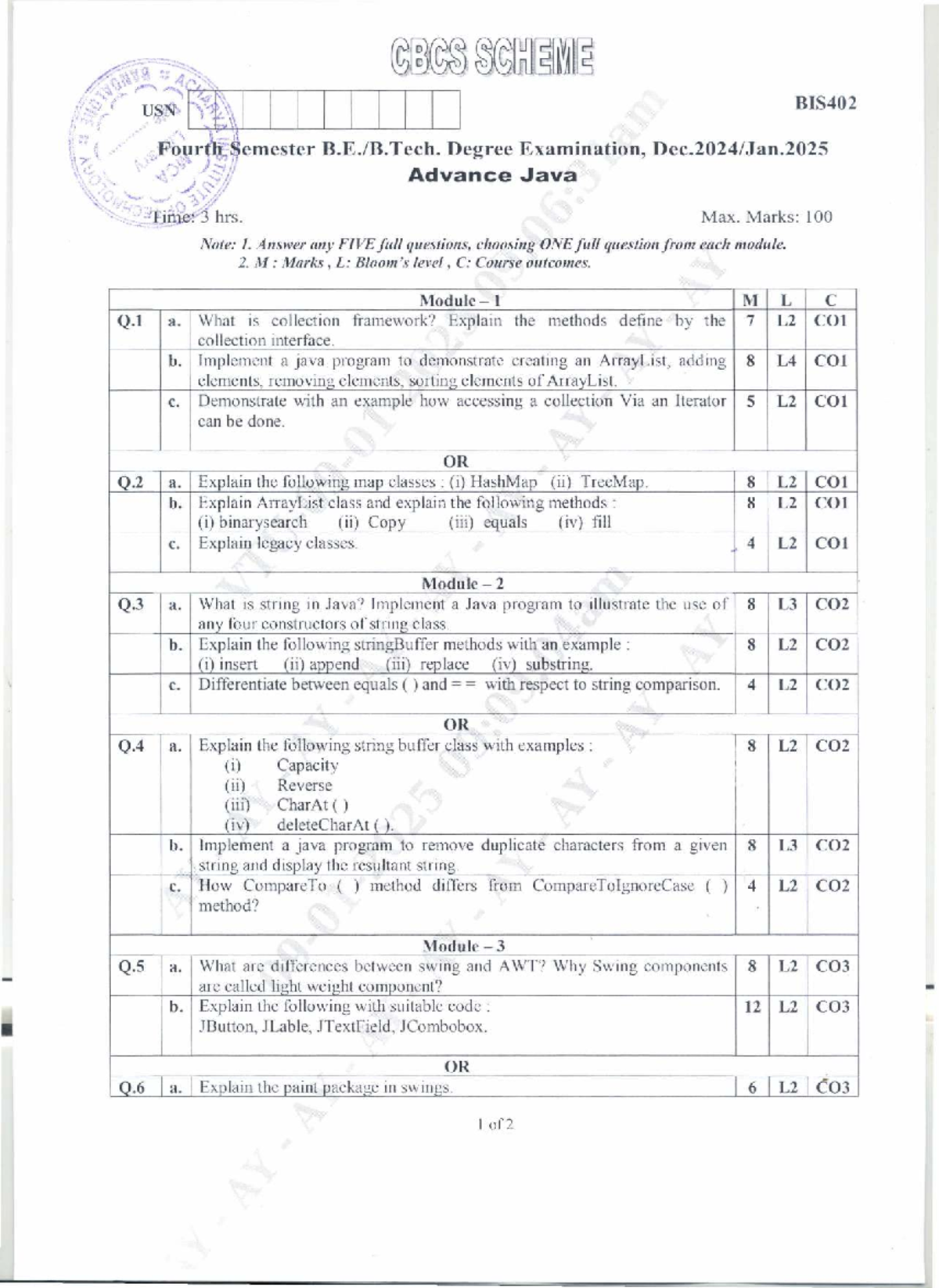 Advance Java - BIS402 Lecture Notes on Collections and String Handling ...