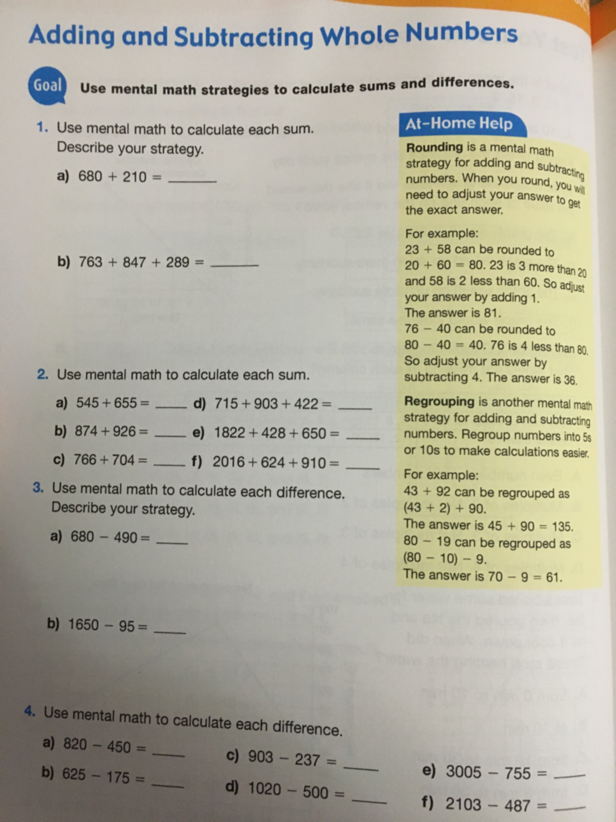 Addition And Subtraction Grade 6 Booklet #1 - Studocu
