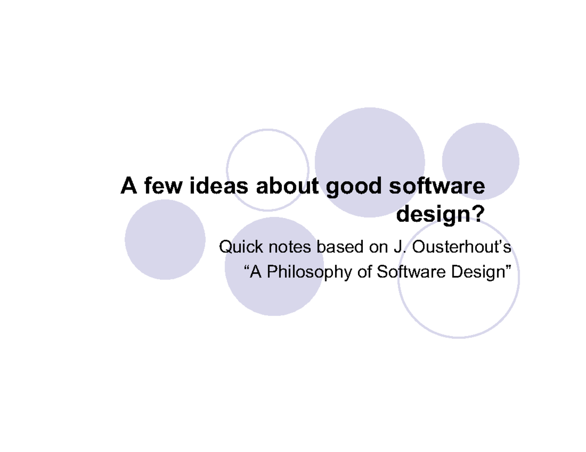 406-07 Design 3: Key Concepts in Good Software Design - Studocu