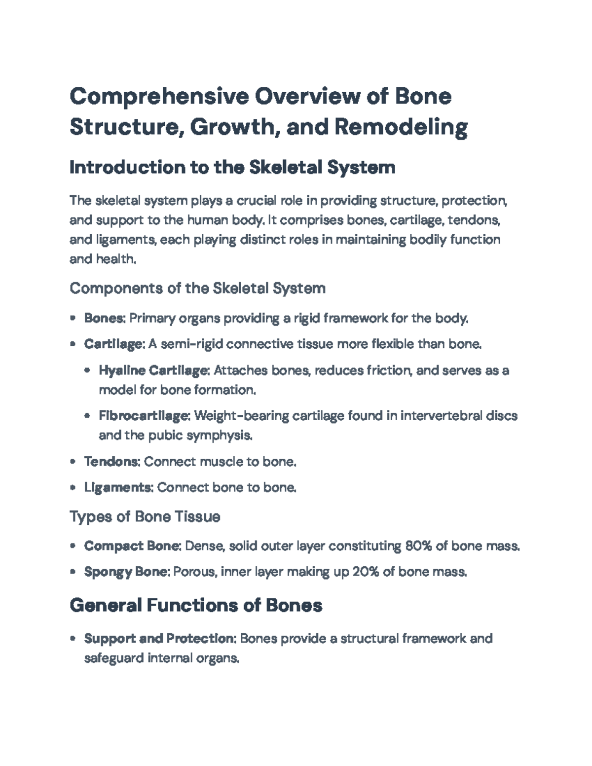 Comprehensive Overview of Bone Structure, Growth, and Remodeling ...