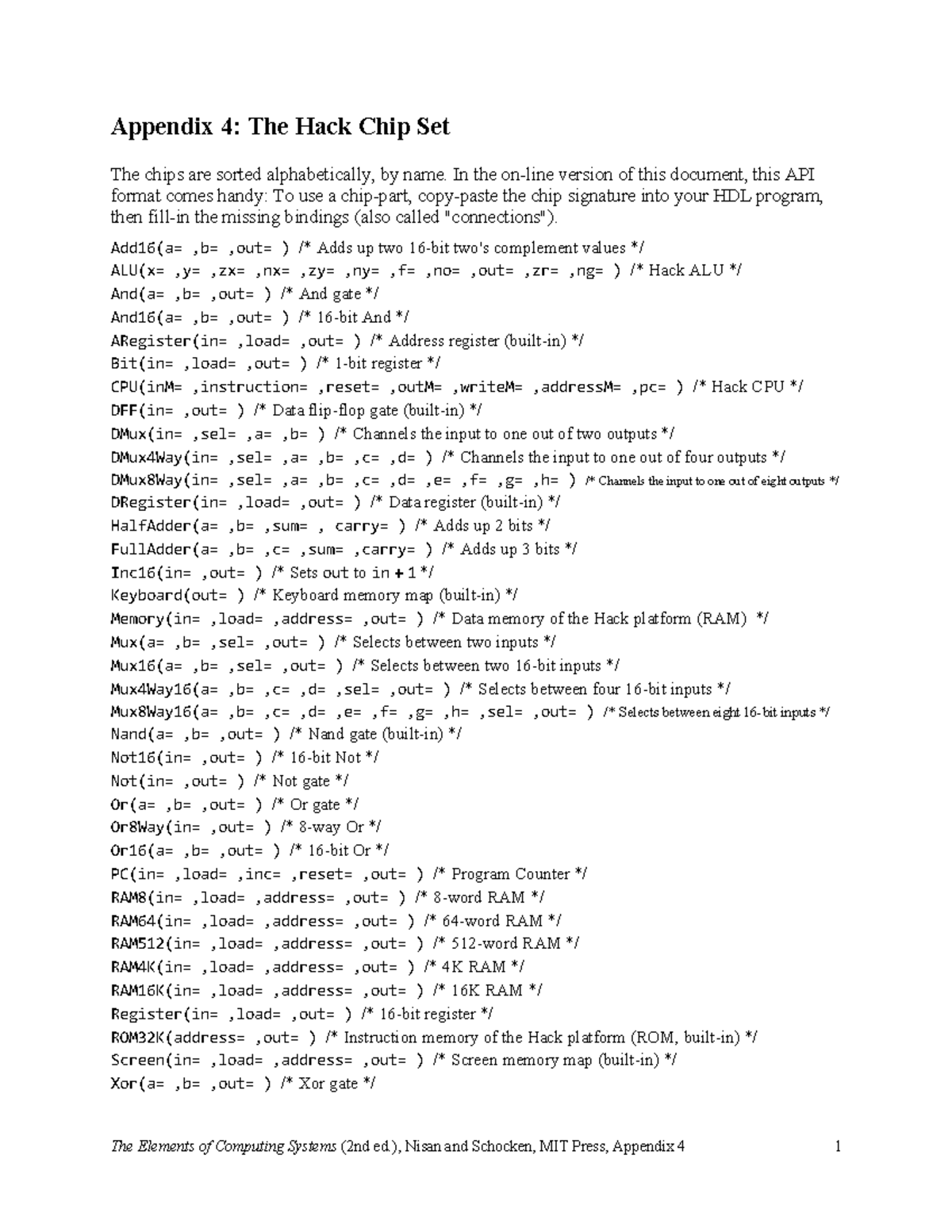 Nand syntax - The Elements of Computing Systems (2nd ed