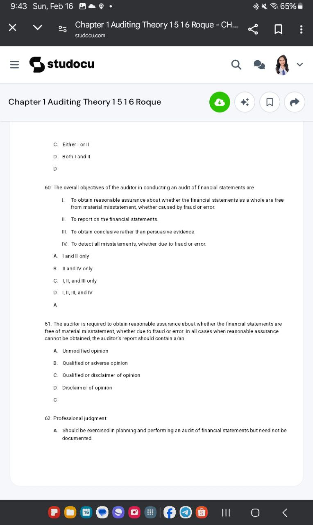 Chapter 1 Auditing Theory Notes (Course 1516) - Roque C. - Studocu