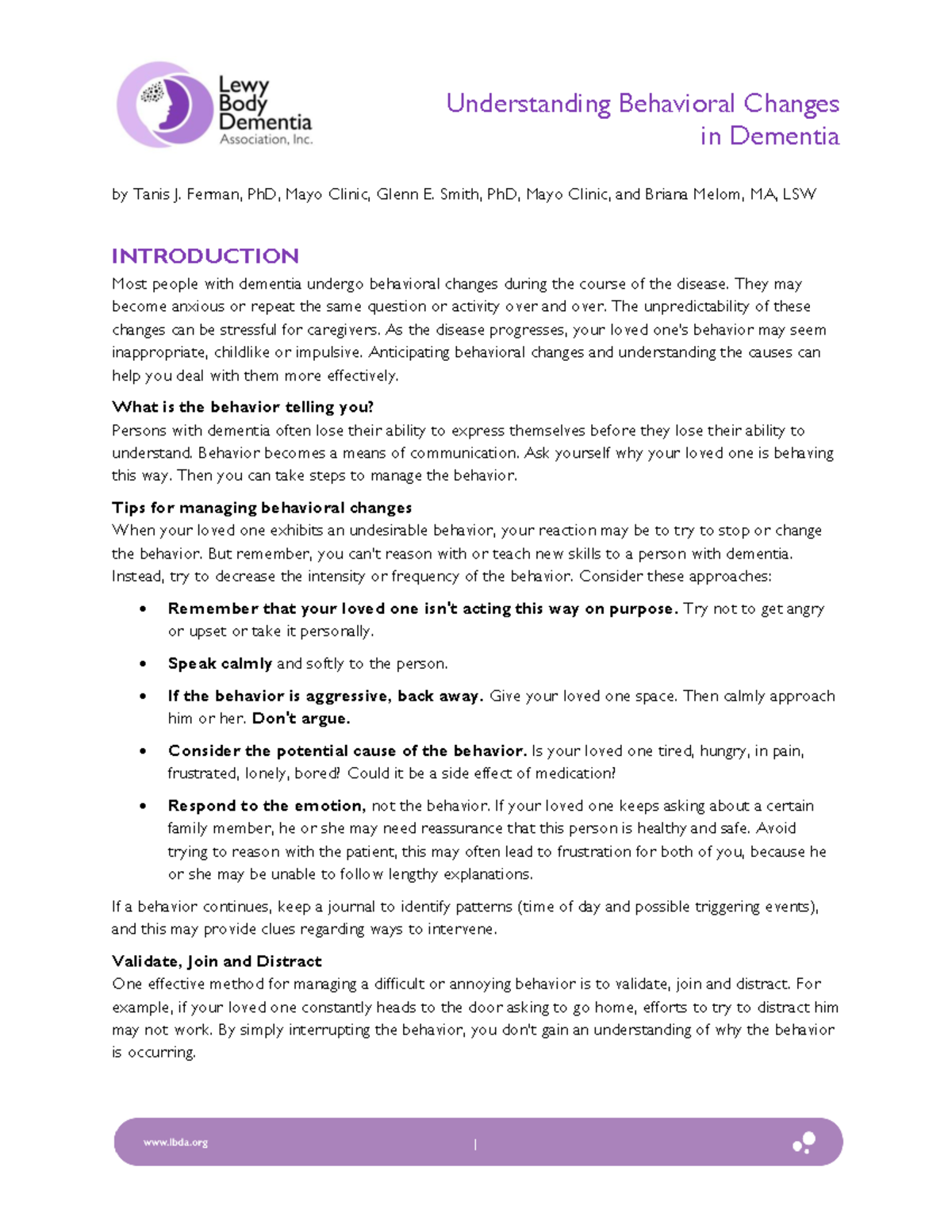Understanding behavioral changes - in Dementia by Tanis J. Ferman, PhD ...