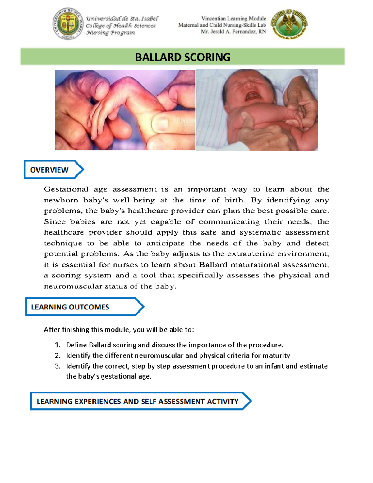 Ballard Scoring: Assessing Newborn Gestational Age and Maturity - Studocu