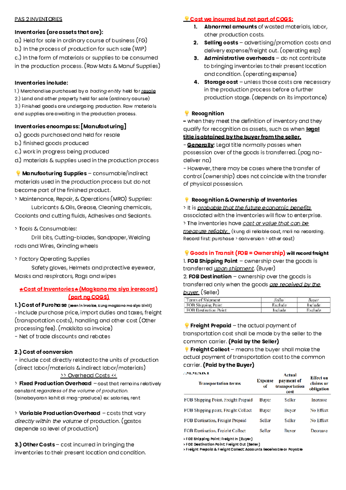 IA1 PAS 2 Inventory Management and Costing Methods - Studocu