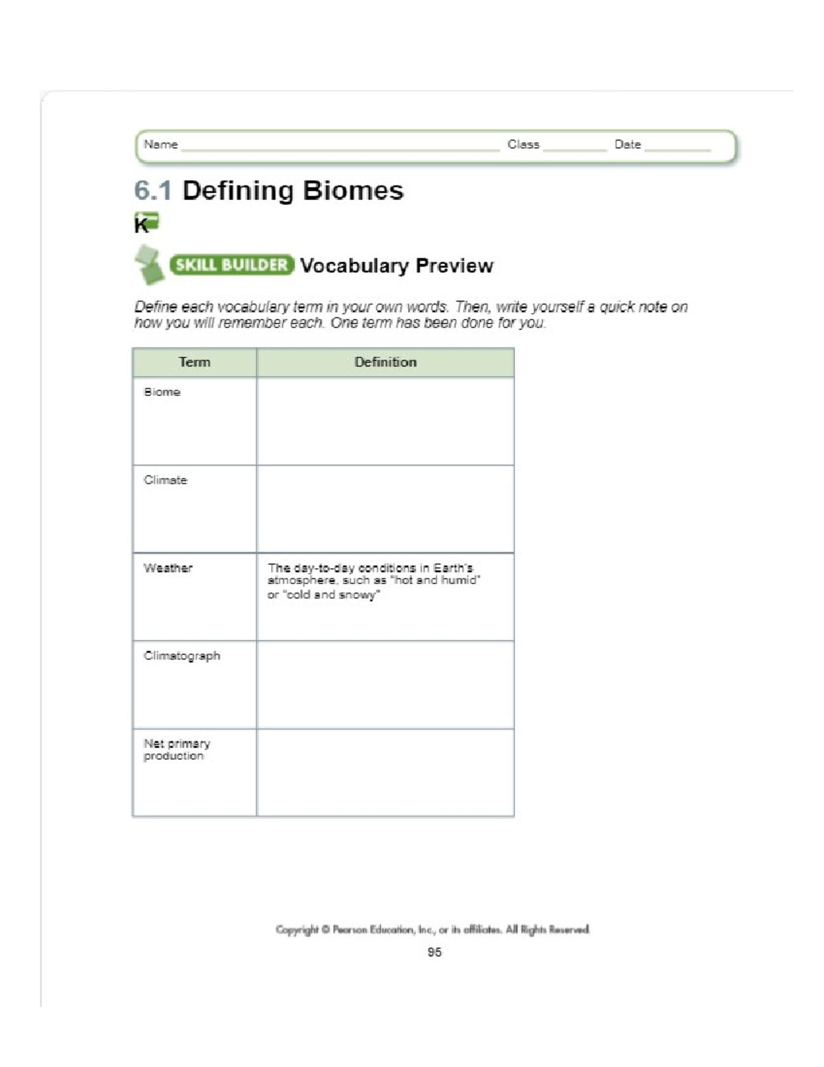 6.1 Notes - (Nome Class Dste 6 Defining Biomes K 4 GUTS) Vocabulary ...