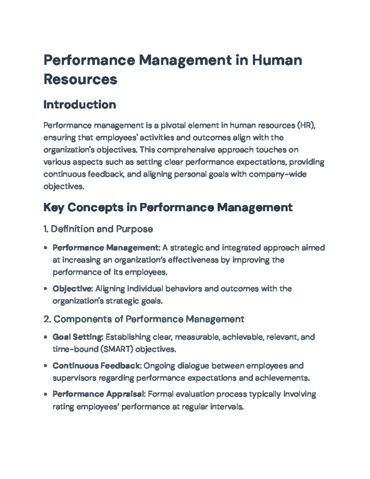Performance Management in Human Resources: Key Concepts and Strategies ...