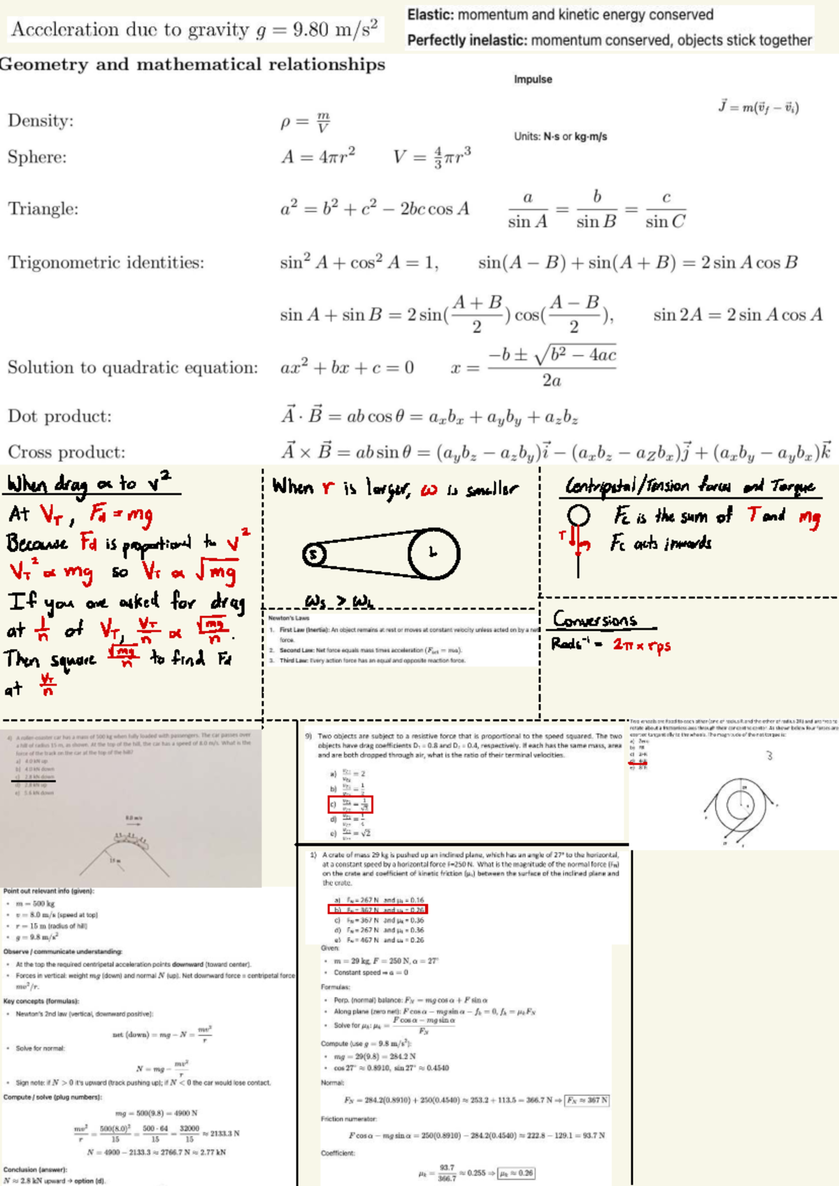 Cheat Sheet - same - Engineering Physics A: Mechanics, Waves ...