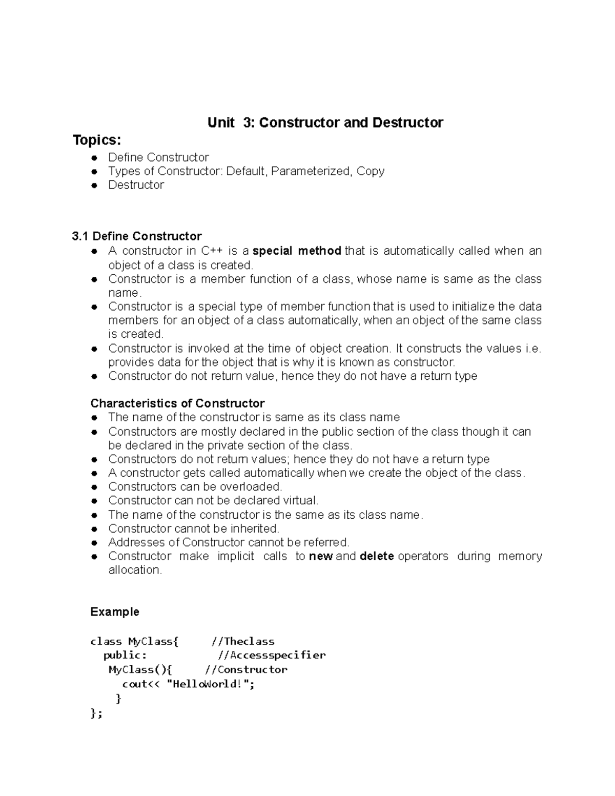 A6957D64: Chapter 3 - Constructors and Destructors Explained - Studocu