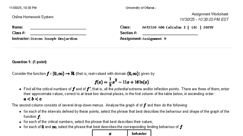 MAT1320 A00 Calculus I Assignment 9 Solutions and Analysis - Studocu