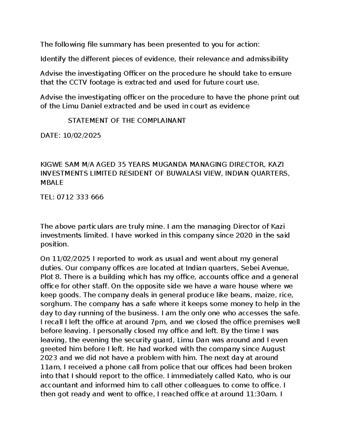 Evidence Analysis and Procedure for CCTV Use - Case Study - Studocu