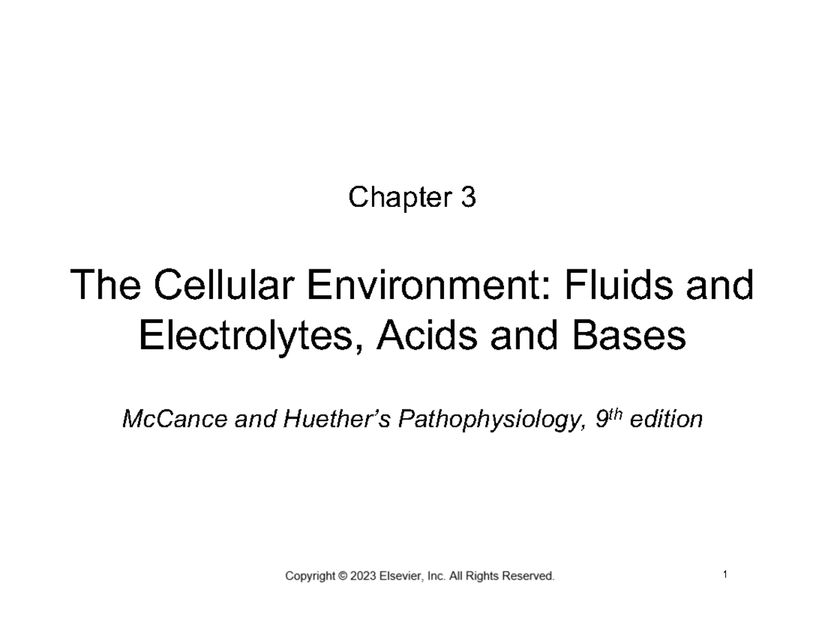 Chapter 003 - Cellular Environment: Fluids & Electrolytes - Studocu
