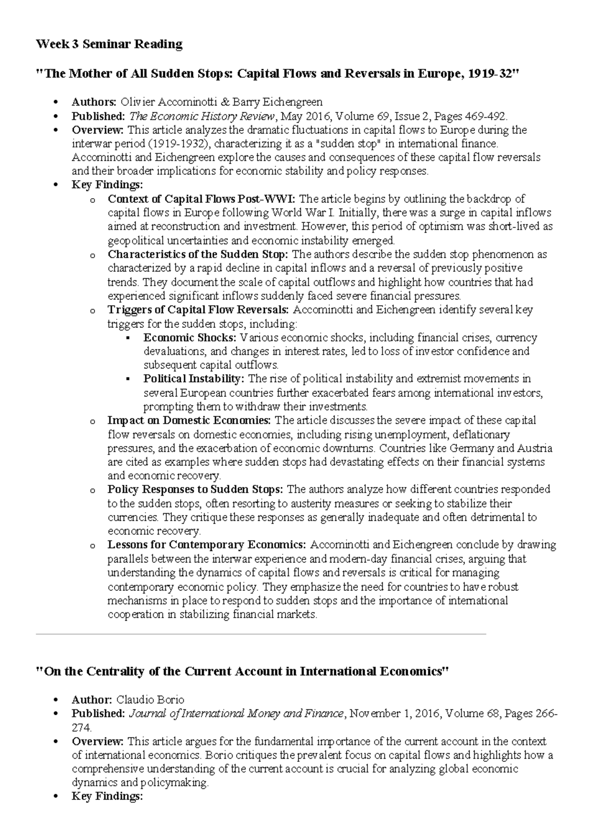 BPC Week 3 Seminar Reading Notes on Economic Crises and Capital Flows ...
