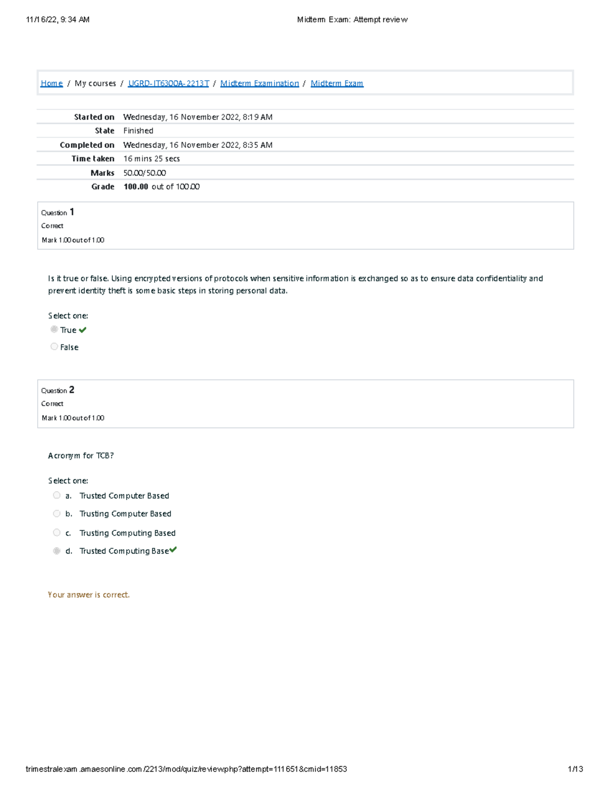 Midterm Exam in Information Assurance & Security (UGRD-IT6300A) - Studocu