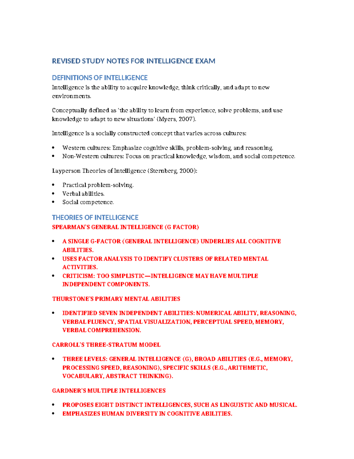 INT 101: Revised Study Notes for Intelligence Exam Preparation - Studocu