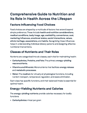 Nutritional Science Overview and Guidelines - TTU Course Materials ...