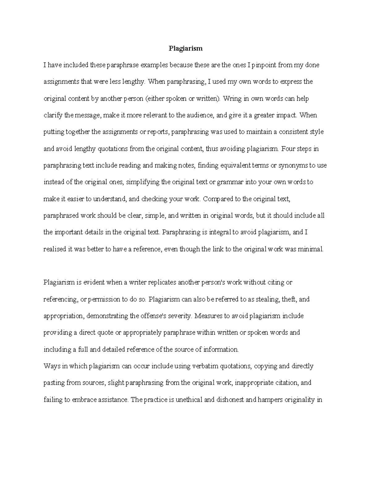 Plagiarism and Paraphrasing Strategies: A Comprehensive Guide - Studocu
