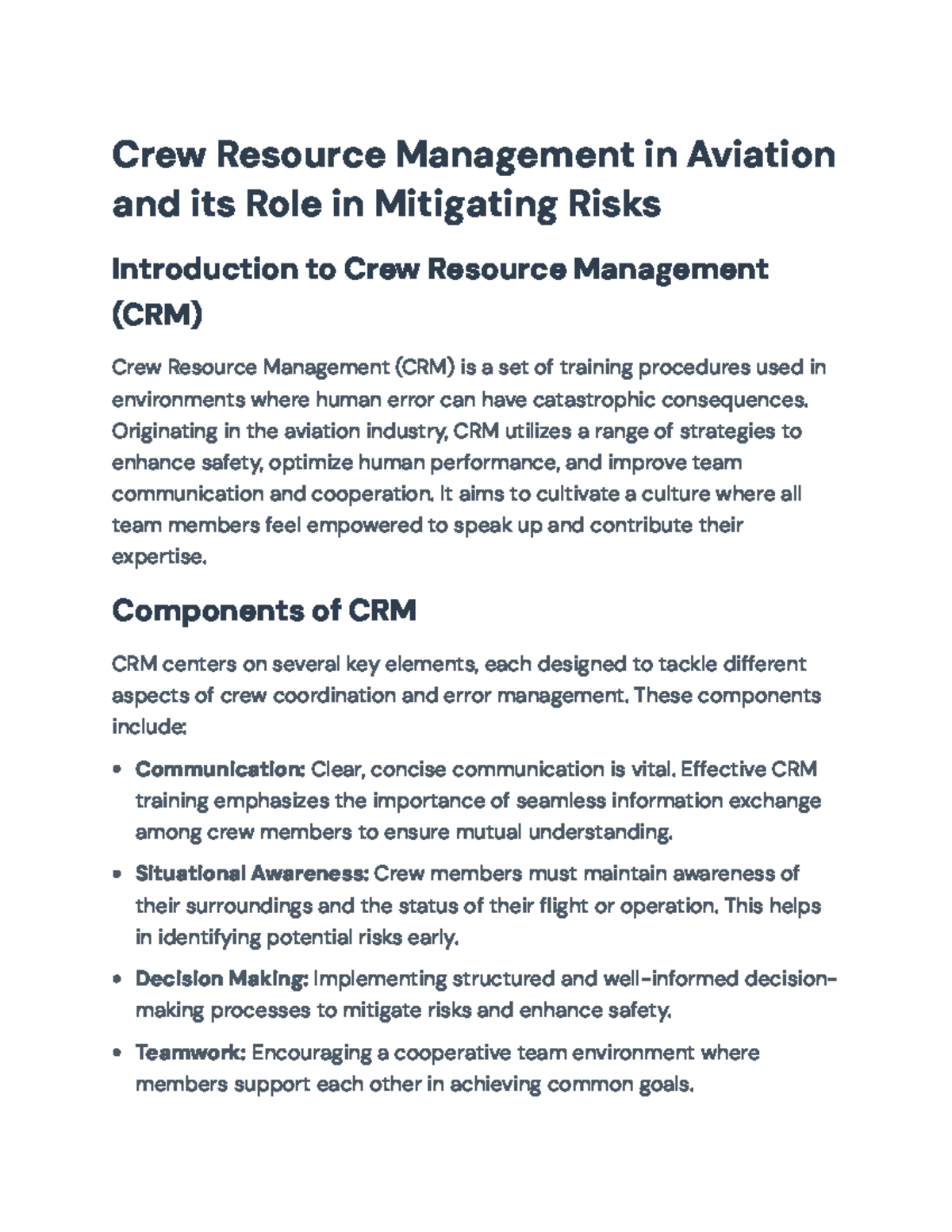 Crew Resource Management (CRM) in Aviation: Safety & Risk Mitigation ...