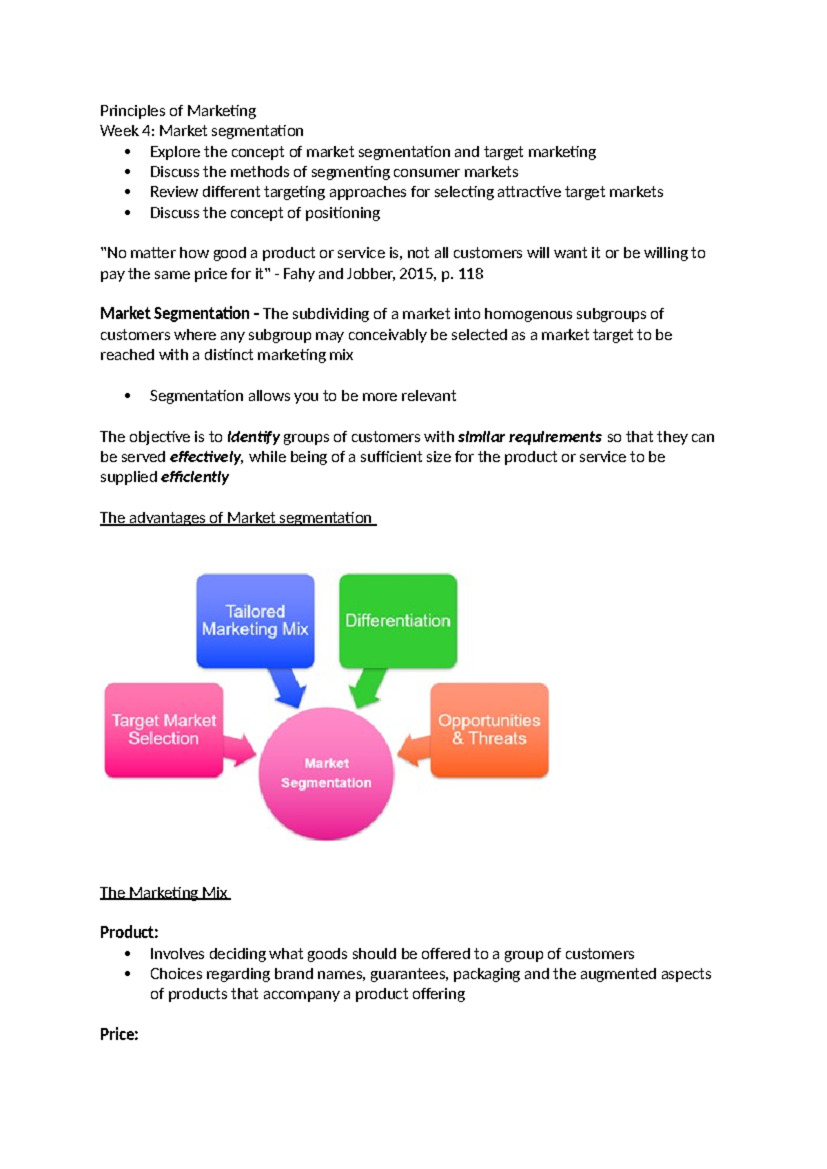 Week 4- Market segmentation - Principles of Marketing Week 4: Market ...
