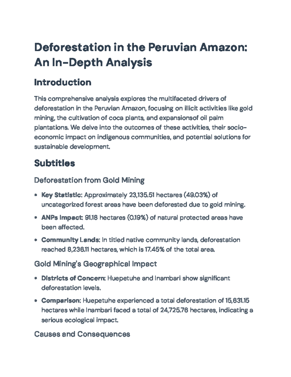 Deforestation in the Peruvian Amazon: Drivers, Impacts, and Solutions ...