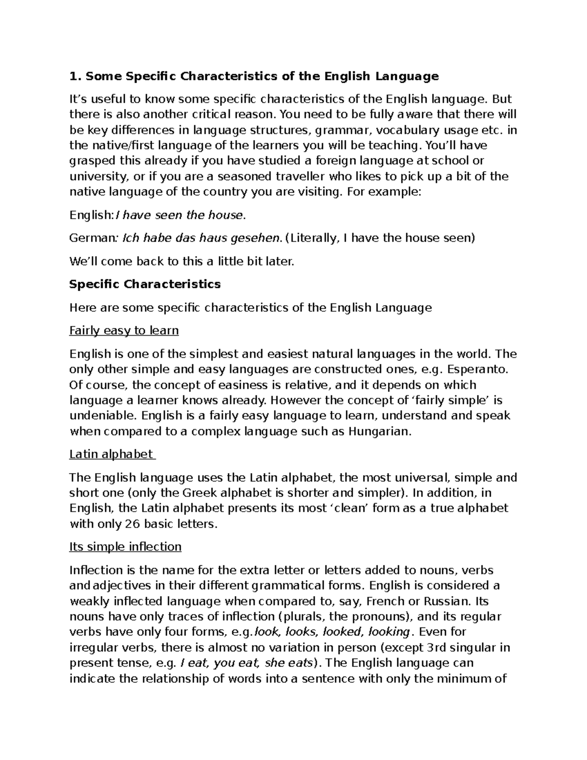 TEFL 101: Key Characteristics of the English Language for Teaching ...
