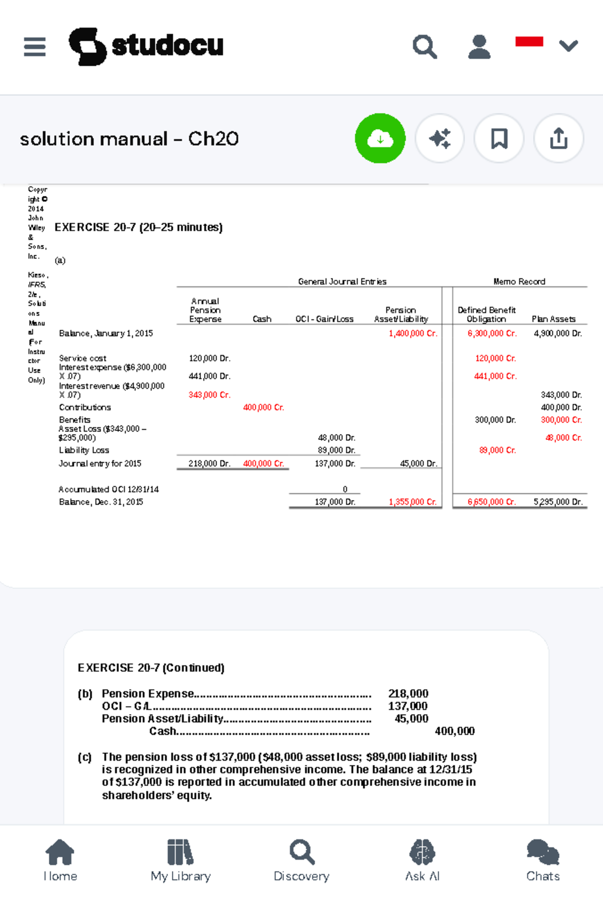 Solution Manual - ACC 202 - Chapter 20: Accounting for Pensions and ...
