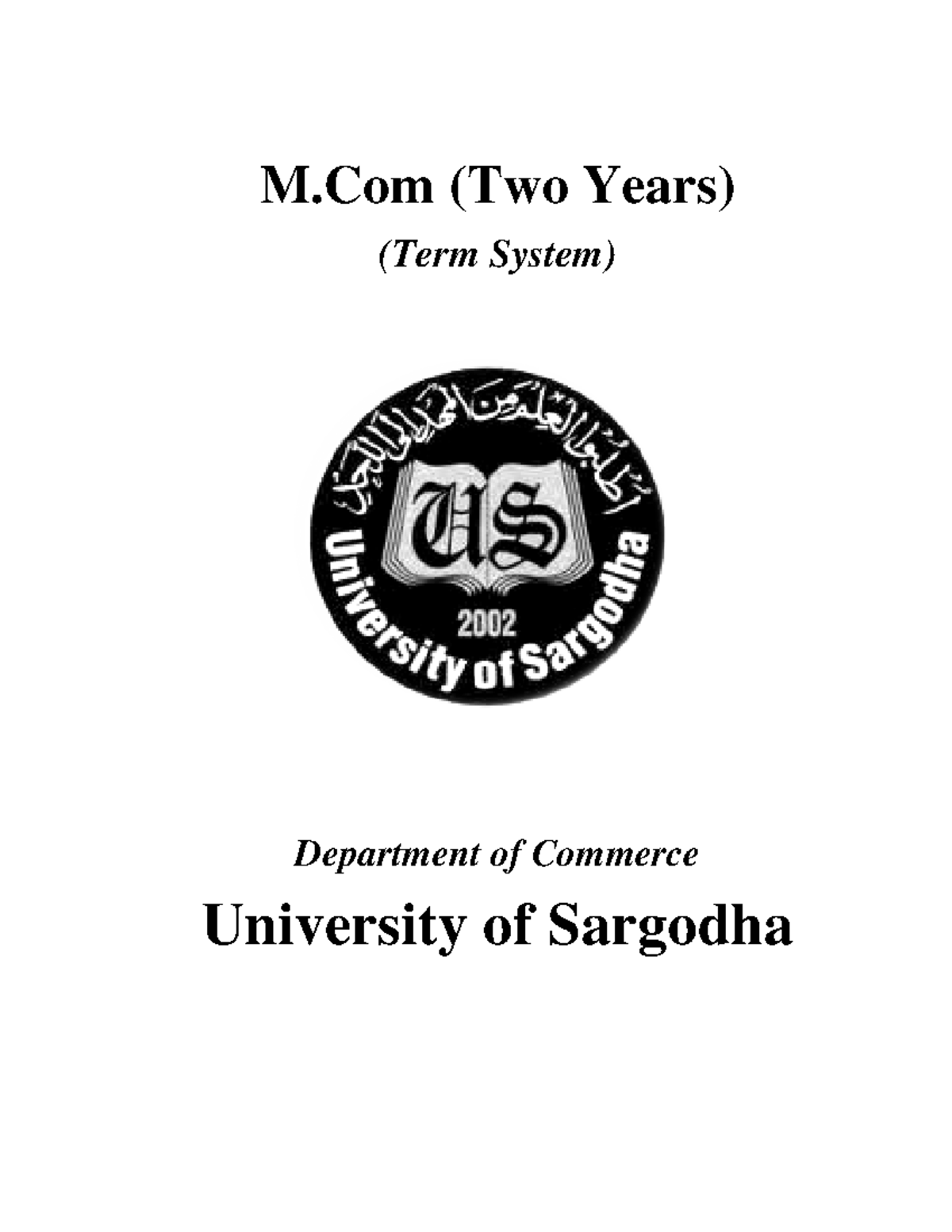 M.Com-2Y-Term System: Comprehensive Course Outline and Rationale - Studocu