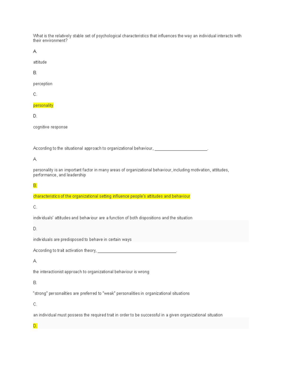 Revel Quiz Answers for Chapter 2 (Course Code: OB101) - Studocu