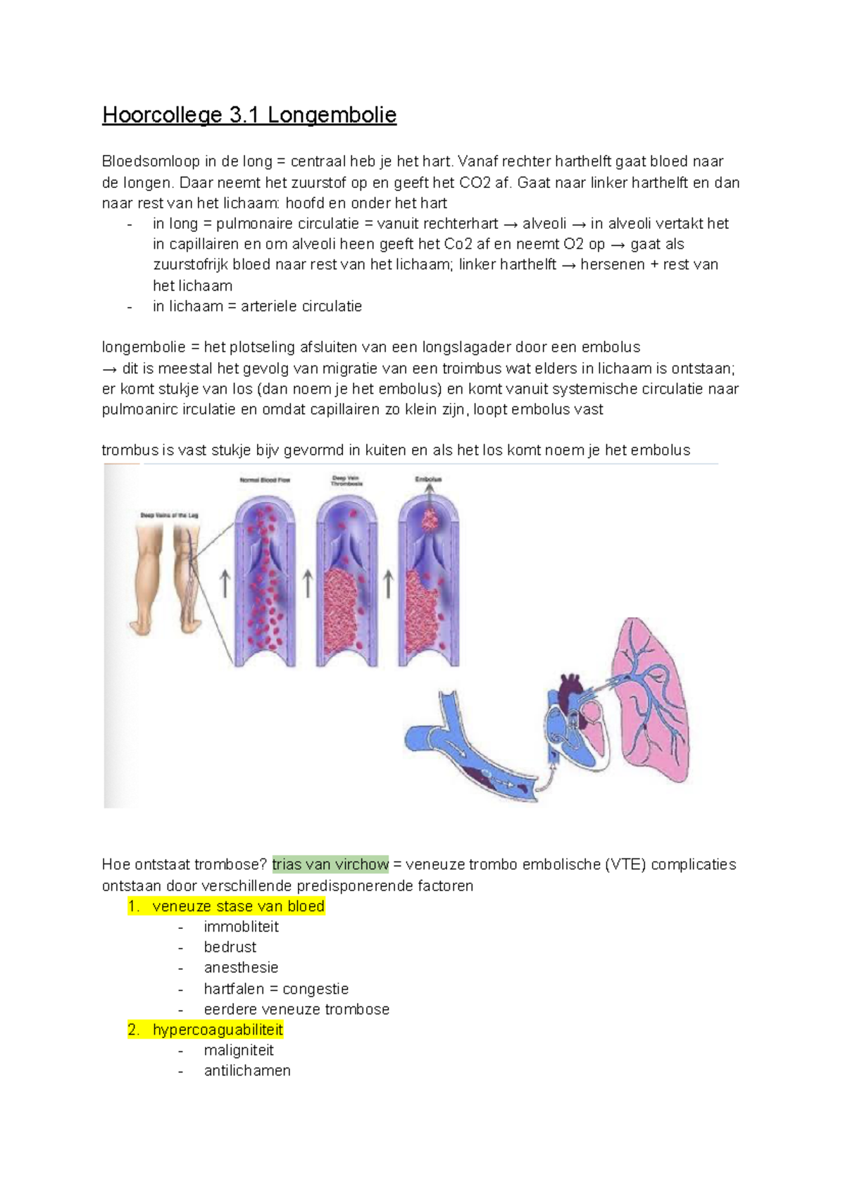 Hoorcollege 3.1: Longembolie - Inzicht in Voorkeursdiagnose en ...