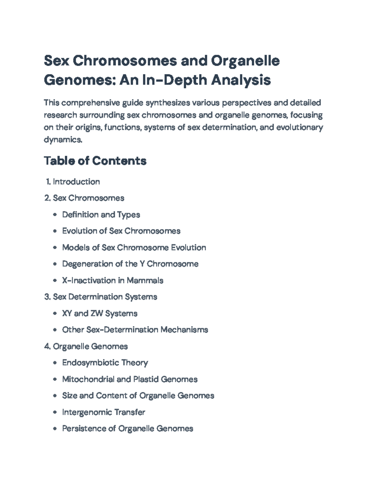 Sex Chromosomes and Organelle Genomes: Evolution and Function Analysis ...