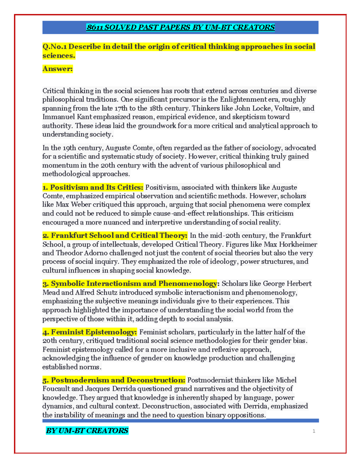 8611 Past Exam Questions and Critical Thinking Insights in English ...