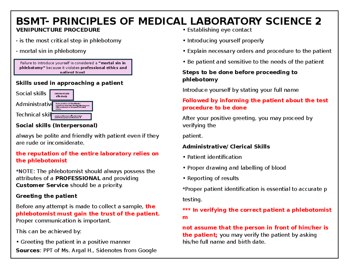 Midterm Exam Notes: Principles of Medical Laboratory Science 2 ...