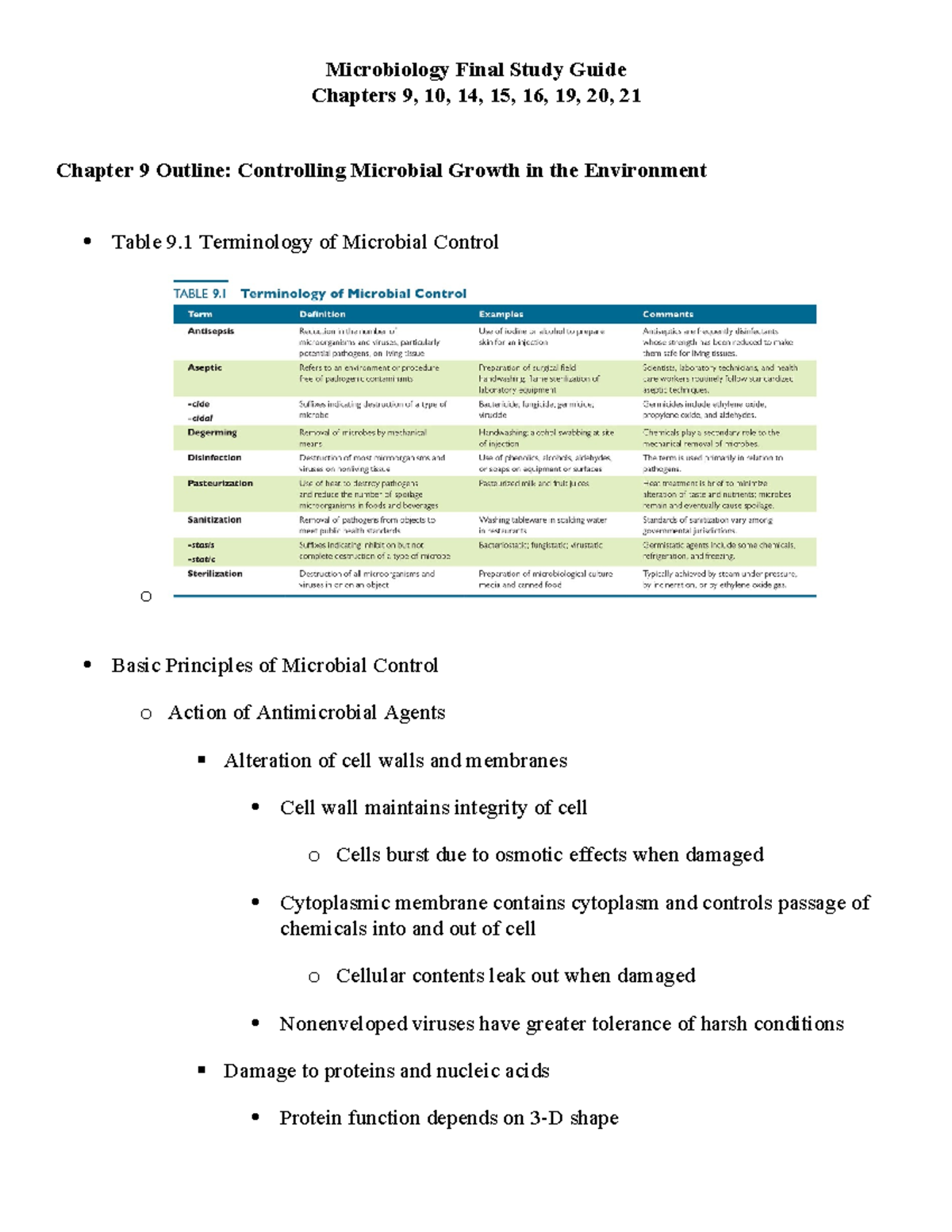 Microbiology Final Exam Study Guide (Chapters 9-21) - Studocu