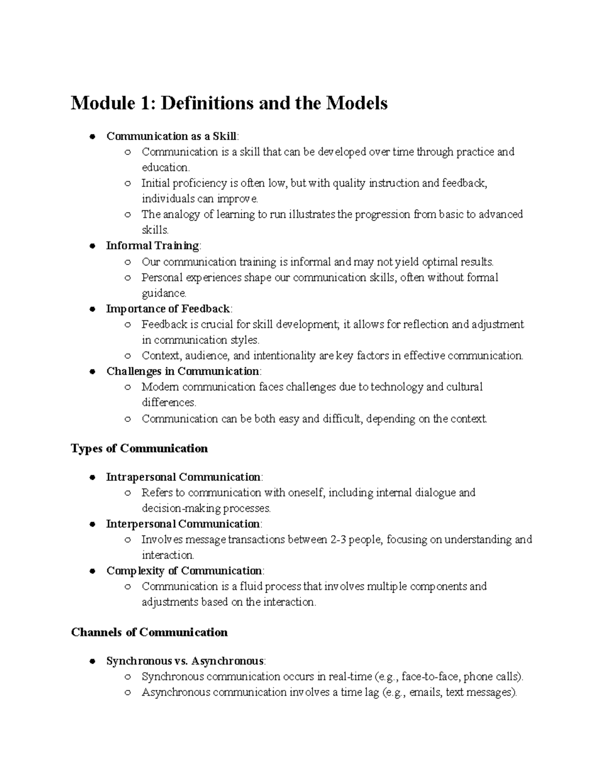 OL200 - Chapter 1: Communication Skills and Key Concepts Notes - Studocu