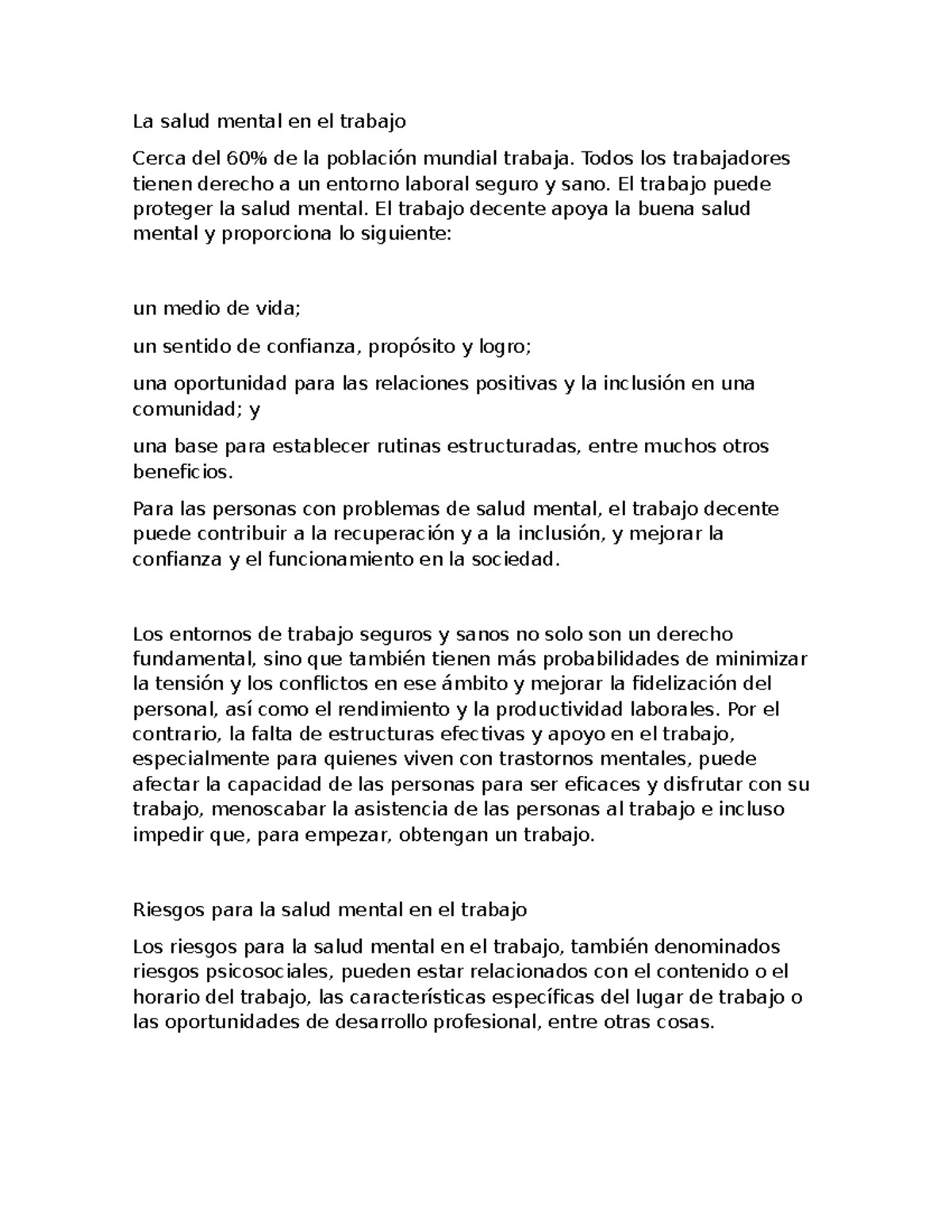 La salud mental en el trabajo - Todos los trabajadores tienen derecho a ...